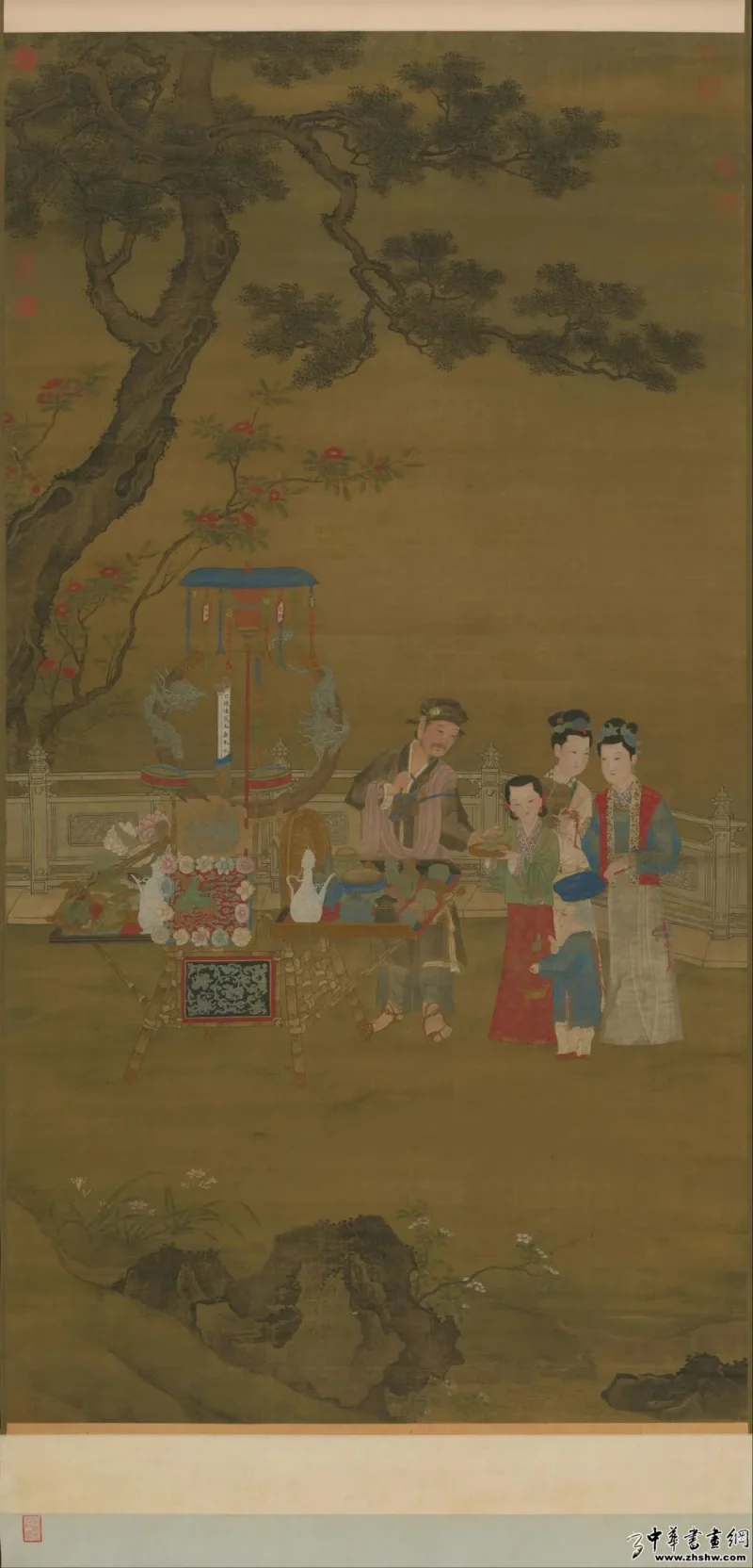 宫廷里的 解暑地摊——明佚名《夏季货郎图》 历代国画 第1张