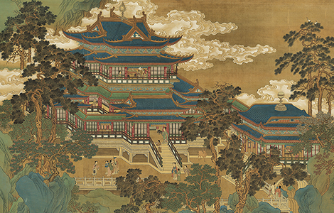 仙山楼阁图轴.宋.绢本青绿设色赵伯驹笔下的奇幻世界- 墨韵书香