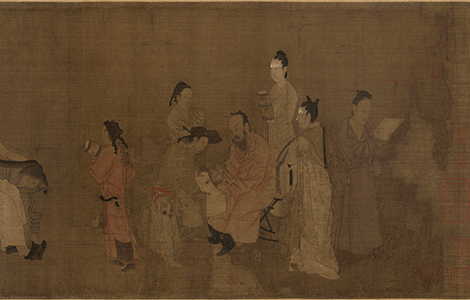 五代 北齐 杨子华 校书图 全卷29.3x122 历代国画 第1张
