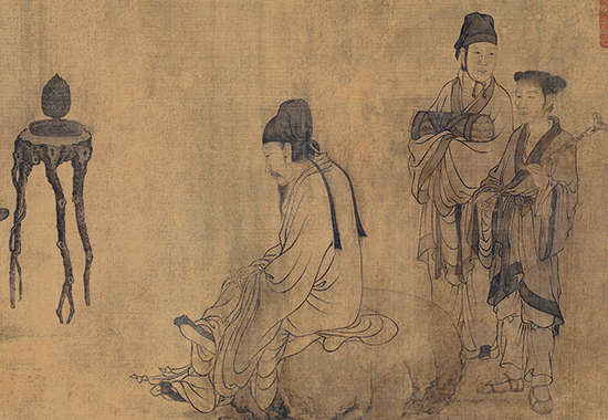 元 王振朋 伯牙鼓琴图卷(二版全卷)绢本31x92