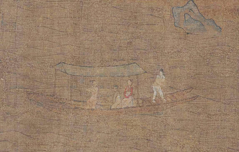隋 展子虔 游春图 绢本43x80 历代国画 第5张