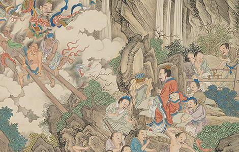 仿唐人大禹治水图轴.清.谢遂绘.纸本设色.台北故宫博物院藏 历代国画 第1张