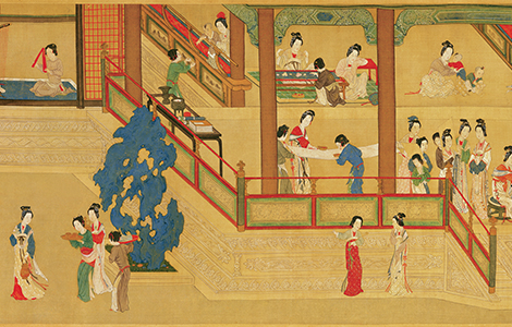 明 仇英 汉宫春晓图卷(全卷)绢本重彩30.6X574 历代国画 第1张