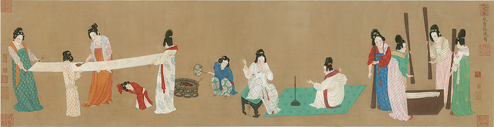 唐宫仕女画中的典范:张萱《捣练图》 画芯 37X145cm 历代国画 第1张
