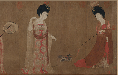 唐 周肪 簪花仕女图卷(全卷)绢本182x46.4传世名画辽博 历代国画 第1张
