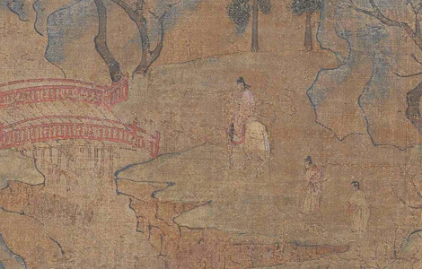 隋 展子虔 游春图 绢本43x80 历代国画 第5张