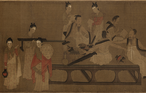 五代 北齐 杨子华 校书图 全卷29.3x122 历代国画 第1张