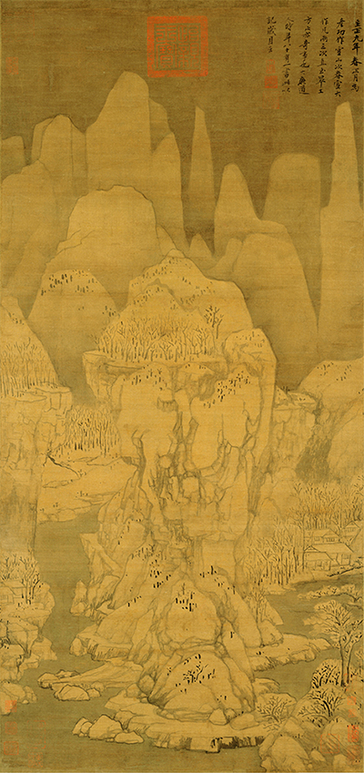 元 黄公望 九峰雪霁图轴 纸本 117x55.5cm 历代国画 第1张