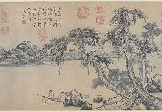 元 五家合绘卷 王冕 朱泽民 张观 方方壶 仲穆 故宫博物院纸本31.9x50.9