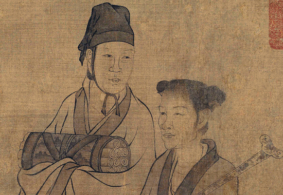 元 王振朋 伯牙鼓琴图卷(二版全卷)绢本31x92