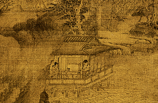 五代 董源-溪岸图绢本221.5x110