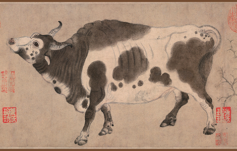 唐 韩滉 五牛图全卷 纸本20.8x139.8十大传世名画 历代国画 第3张