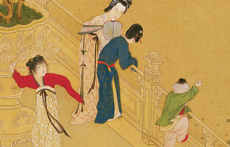 明 仇英 汉宫春晓图卷(全卷)绢本重彩30.6X574 历代国画 第1张