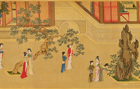 明 仇英 汉宫春晓图卷(全卷)绢本重彩30.6X574 历代国画 第1张