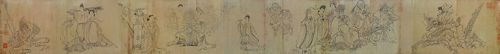 唐 吴道子 送子天王图 纸本35.5x338 日本大阪市立美術館 历代国画 第1张
