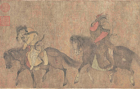 五代 (旧传胡环)番骑图 绢本26.2x143 历代国画 第3张