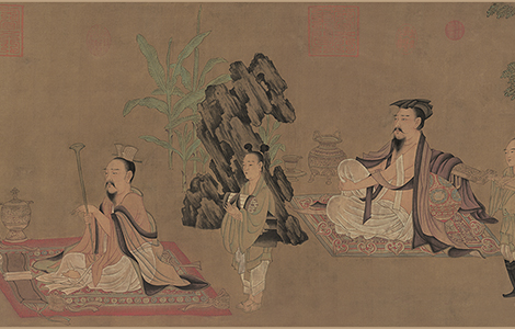 唐 孙位 高逸图全卷（竹林七贤图36x137） 绢45.8X168.7