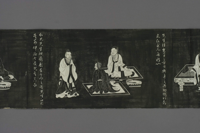 元|赵孟頫《陶渊明像传》连环画形式记载陶渊明弃官归田后的生活镜头 历代书法 第1张