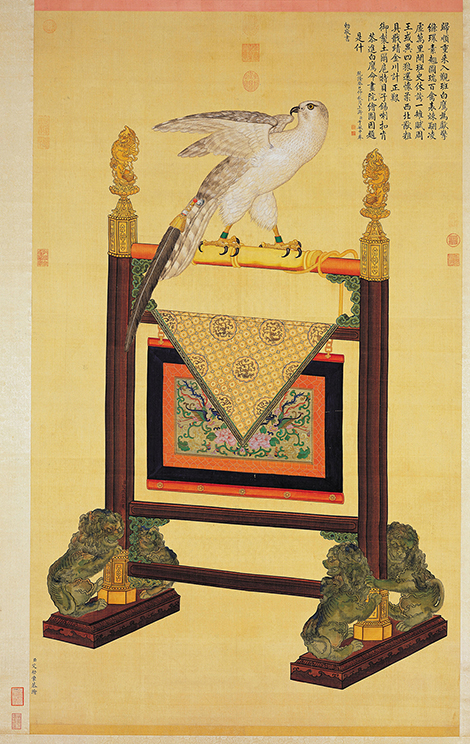 清 艾启蒙 土尔扈特白鹰图轴64x40 历代国画 第3张