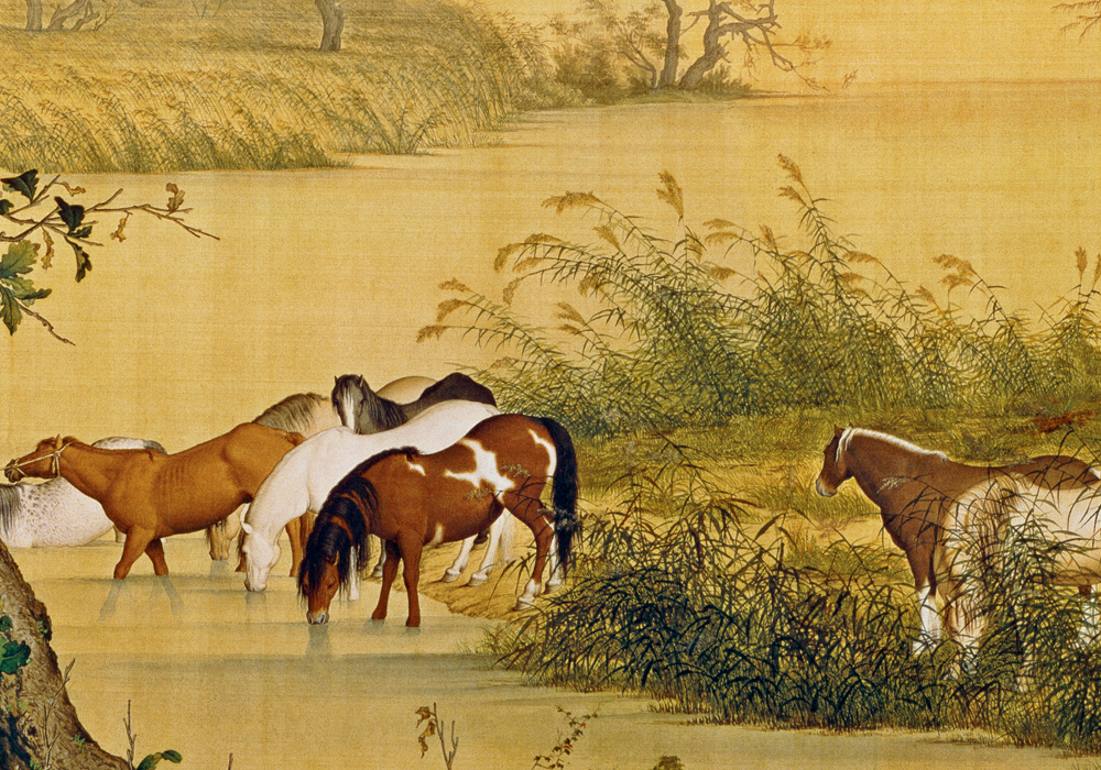 不愧传世名画，每个局部单独看都是经典之作 郎世宁的《百骏图》