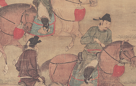 五代 赵喦 八达游春图(最清晰版)绢本161 x103 历代国画 第3张