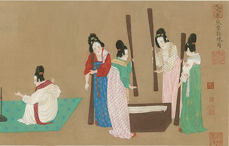 唐宫仕女画中的典范:张萱《捣练图》 画芯 37X145cm 历代国画 第3张