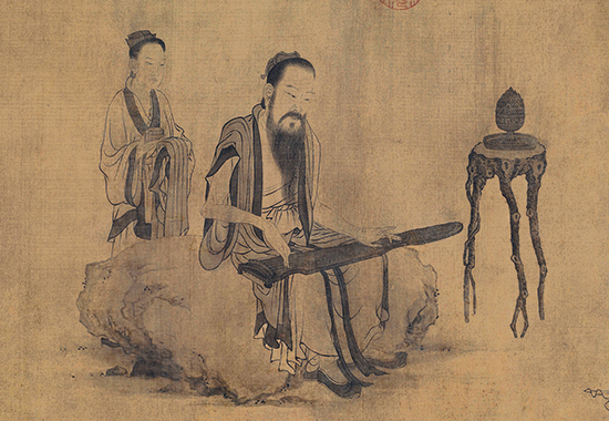 元 王振朋 伯牙鼓琴图卷(二版全卷)绢本31x92