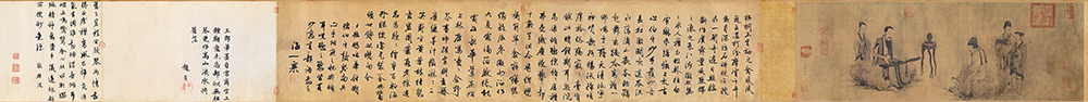 元 王振朋 伯牙鼓琴图卷(二版全卷)绢本31x92