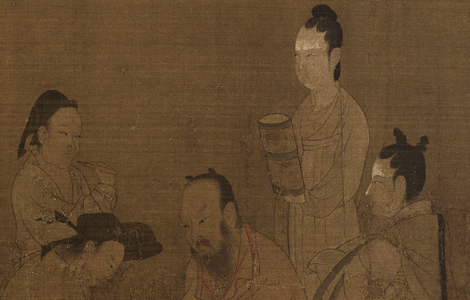 五代 北齐 杨子华 校书图 全卷29.3x122 历代国画 第1张