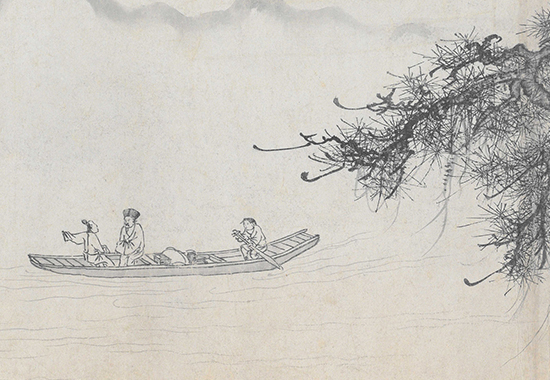 元 五家合绘卷 王冕 朱泽民 张观 方方壶 仲穆 故宫博物院纸本31.9x50.9