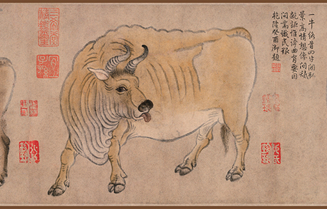 唐 韩滉 五牛图全卷 纸本20.8x139.8十大传世名画 历代国画 第3张