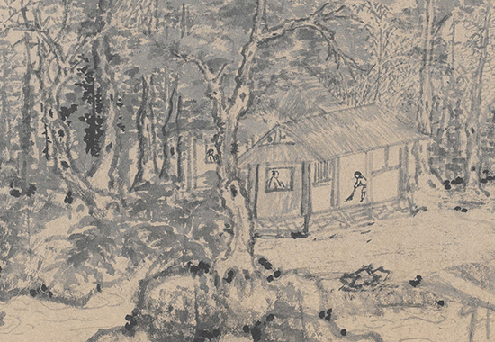 元 五家合绘卷 王冕 朱泽民 张观 方方壶 仲穆 故宫博物院纸本31.9x50.9