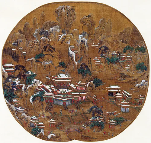 唐 李思训(传) 《京畿瑞雪图》纨扇绢本 42.7x45.2 历代国画 第2张