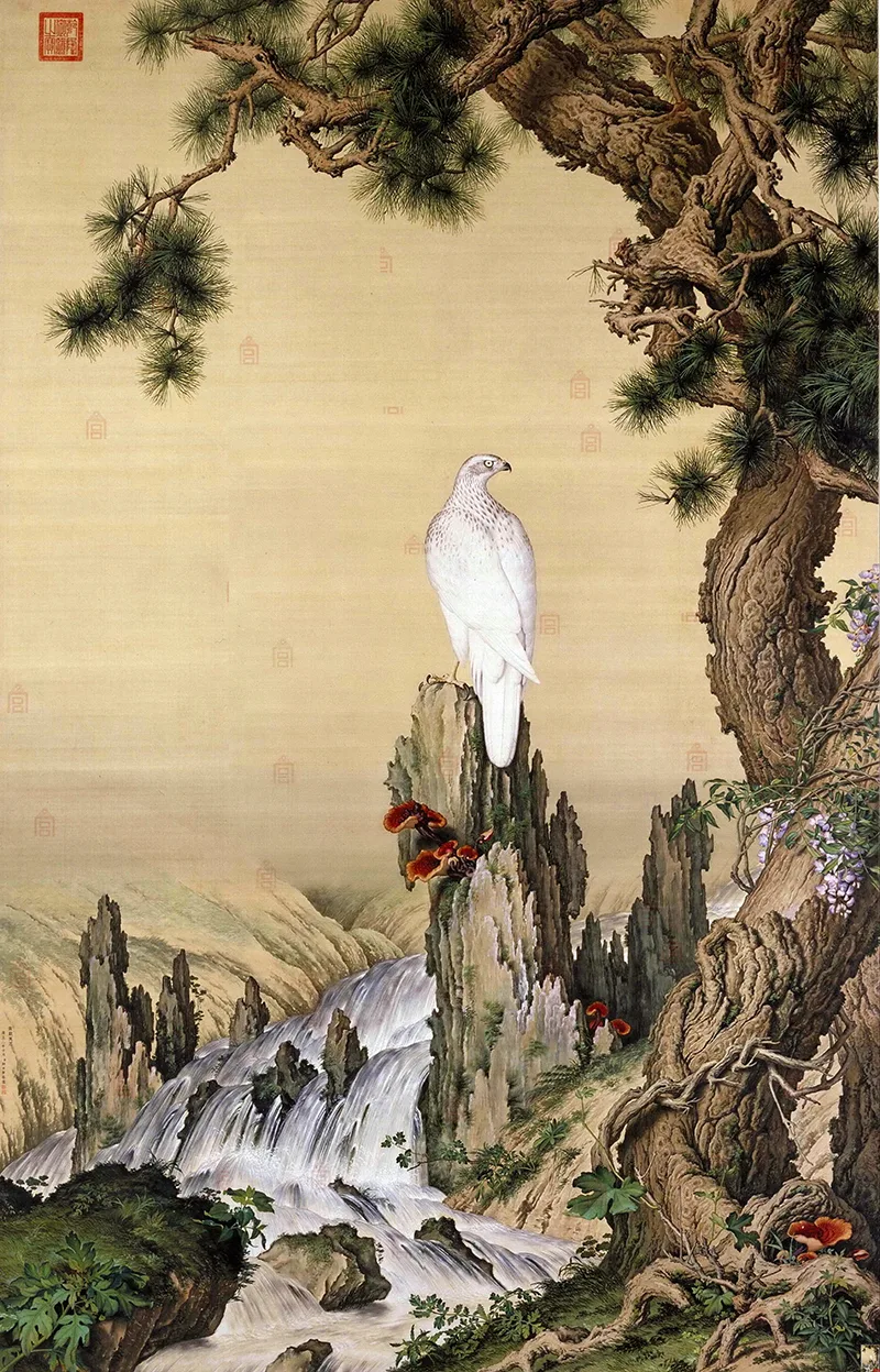 雍正寿礼背后:郎世宁《嵩献英芝图》藏在清宫廷画卷里的吉祥密码与艺术融合 历代国画 第2张-墨韵书香