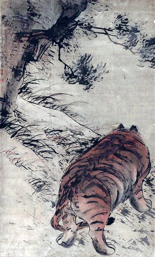 画虎不画威？清画家高其佩另类操作：指尖怼脸画胖虎，丑萌出圈！ 历代国画 第2张