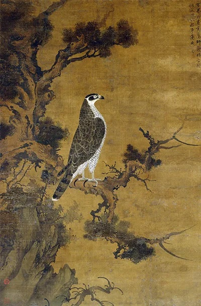 元 雪界翁 张师夔（舜咨）《鹰桧图》《柏鹰图》欣赏 历代国画 第6张