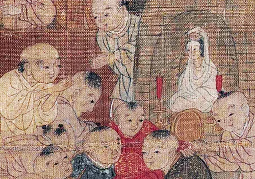 宋 苏汉臣《百子嬉春图》绢本欣赏 历代国画 第5张