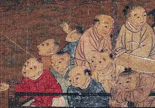 宋 苏汉臣《百子嬉春图》绢本欣赏 历代国画 第3张