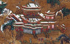 唐 李思训(传) 《京畿瑞雪图》纨扇绢本 42.7x45.2 历代国画 第1张