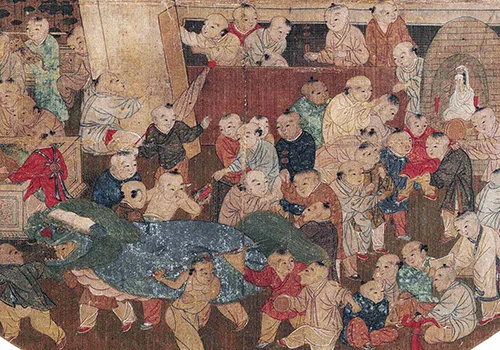 宋 苏汉臣《百子嬉春图》绢本欣赏 历代国画 第11张