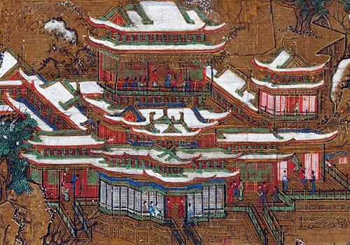 唐 李思训(传) 《京畿瑞雪图》纨扇绢本 42.7x45.2 历代国画 第3张