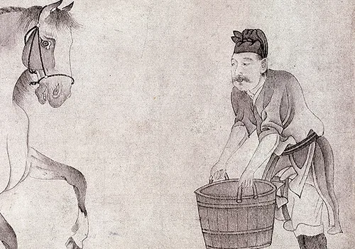元 赵孟頫《饮马图》纸本 欣赏 历代国画 第6张