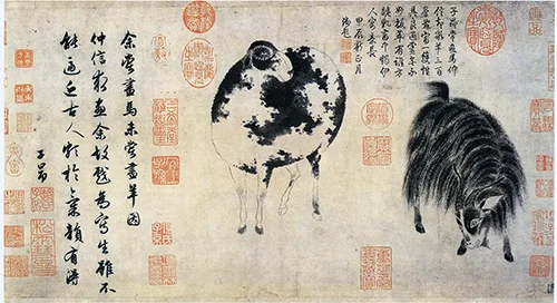 一只羊是苏武，一只羊是李陵？赵孟頫《二羊图》中的千年隐喻 历代国画 第6张