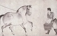元 赵孟頫《饮马图》纸本 欣赏 历代国画 第1张