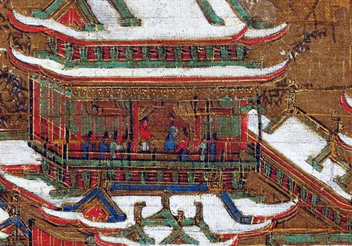 唐 李思训(传) 《京畿瑞雪图》纨扇绢本 42.7x45.2 历代国画 第7张