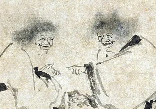 一幅画，两个怪和尚的笑，藏着啥门道？《寒山拾得图》 历代国画 第2张