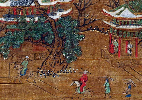 唐 李思训(传) 《京畿瑞雪图》纨扇绢本 42.7x45.2 历代国画 第9张