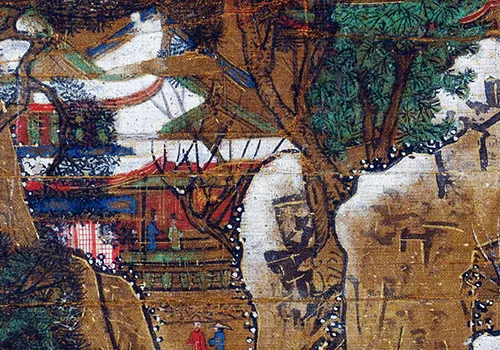 唐 李思训(传) 《京畿瑞雪图》纨扇绢本 42.7x45.2 历代国画 第12张