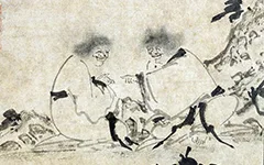 一幅画，两个怪和尚的笑，藏着啥门道？《寒山拾得图》 历代国画 第1张