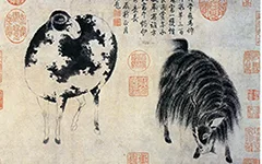 一只羊是苏武，一只羊是李陵？赵孟頫《二羊图》中的千年隐喻 历代国画 第1张